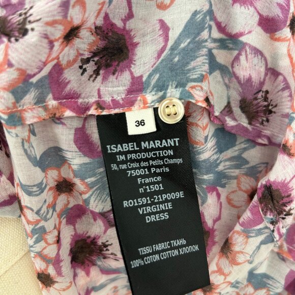 Isabel Marant Etoile Mid-Length Floral V-Neck Dress Size FR 36 - Picture 11 of 11